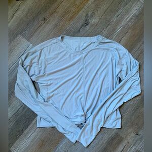 Old Navy Running Workout Athleisure Top Gray Lightweight Cinch Waist Size S Tall